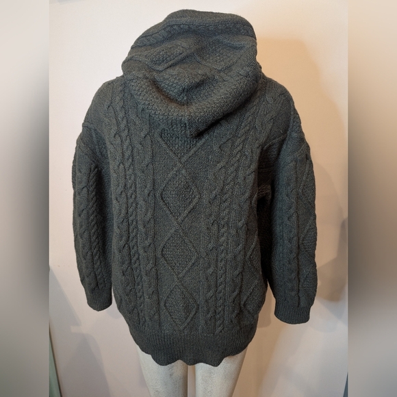 Blarney Woolen Mills Aran hooded Merino Wool Sweater, Green Women's Size L - Picture 9 of 16